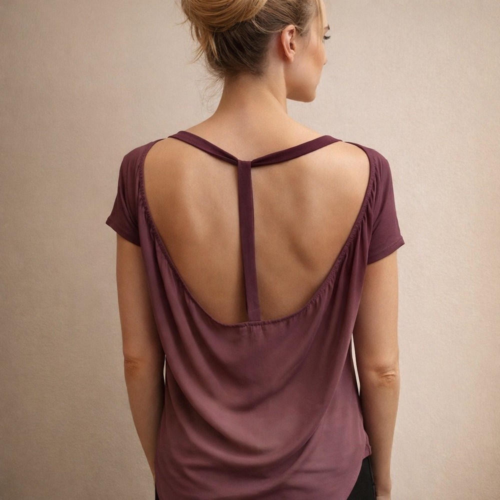 Naked Zebra Effortless Chic Dusty Rose Mauve Backless Blouse Small